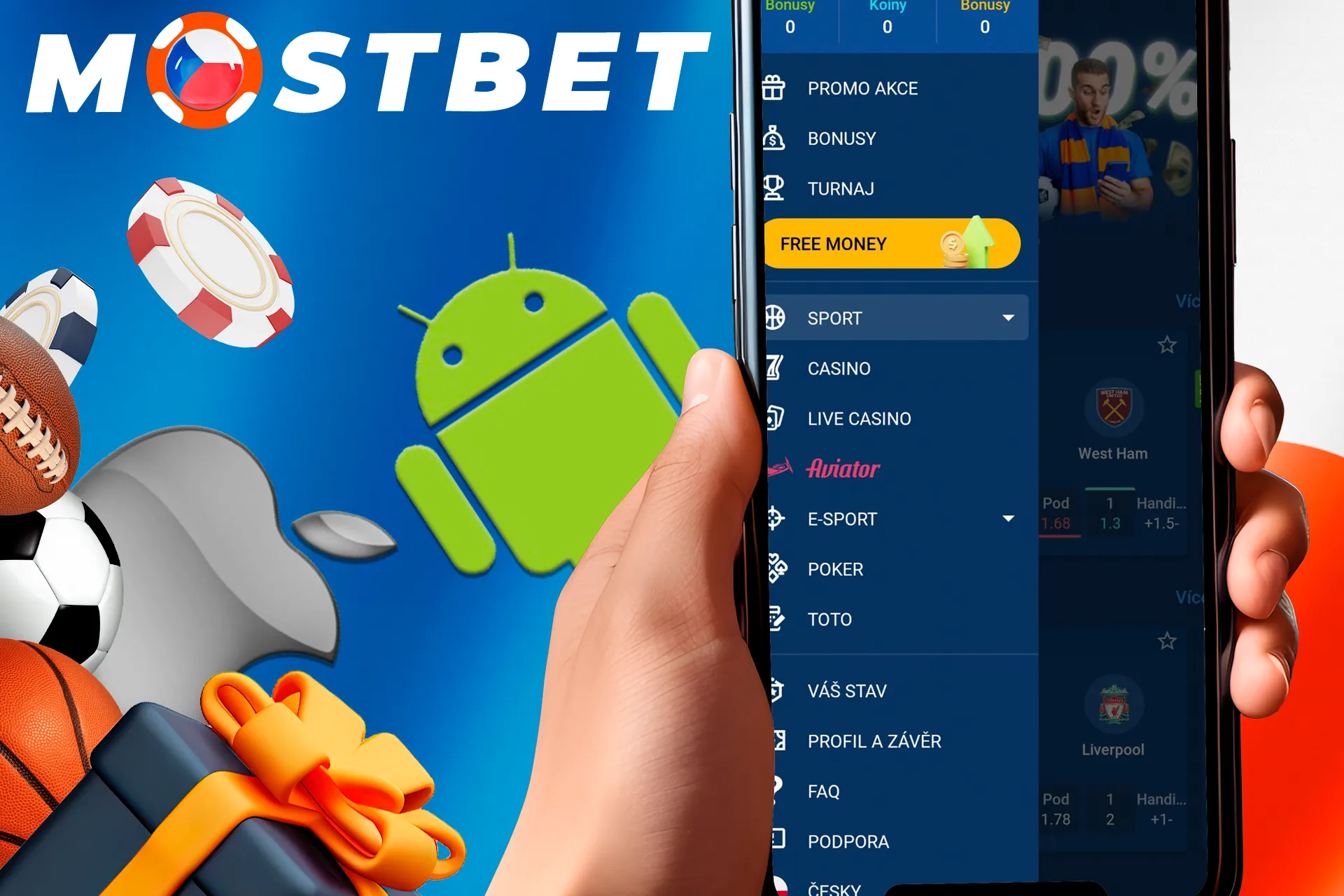 Sázky, hry, bonusy v mobilní aplikaci od Mostbet